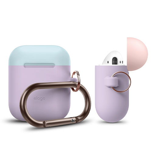 Elago Airpods Silicone Duo Hang Case - Lavender/Pink, Pastel Blue 
