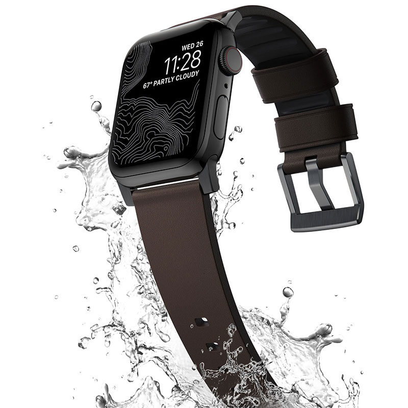 Nomad kožený remienok pre Apple Watch 44-49mm - Active Pro Brown Black Hardware 