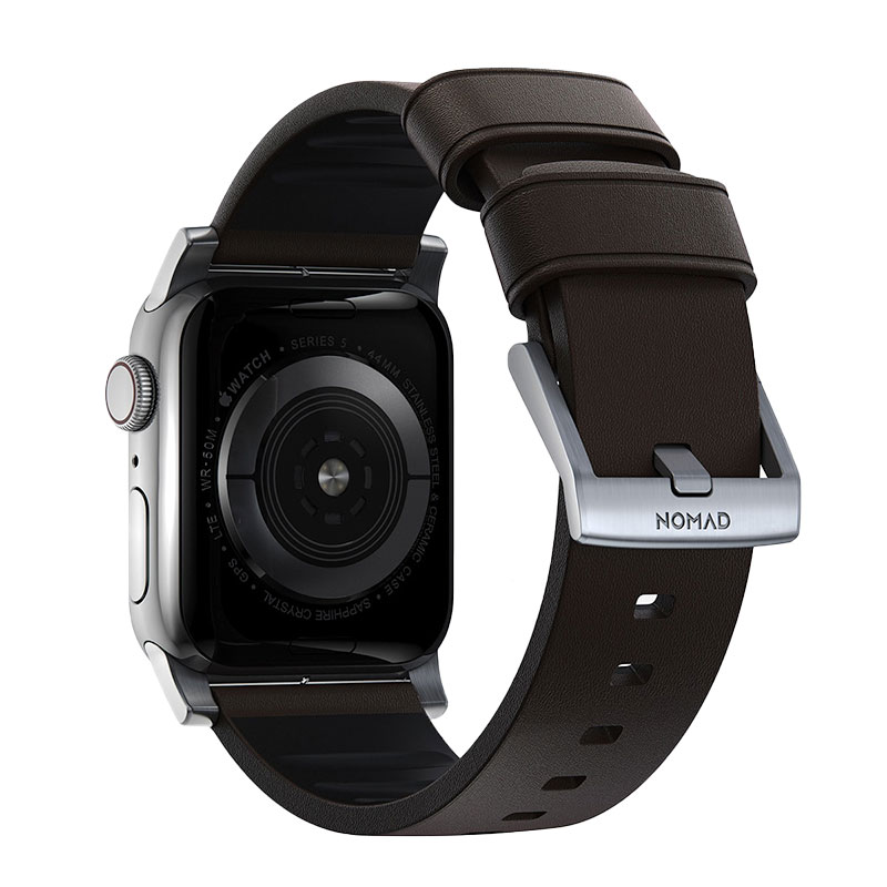 Nomad kožený remienok pre Apple Watch 44-49mm - Active Pro Brown/Silver Hardware 