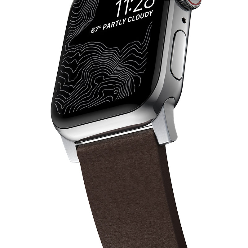 Nomad kožený remienok pre Apple Watch 44-49mm - Active Pro Brown/Silver Hardware 