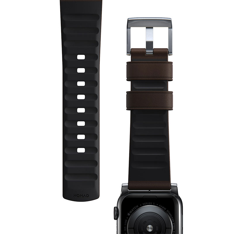 Nomad kožený remienok pre Apple Watch 44-49mm - Active Pro Brown/Silver Hardware 