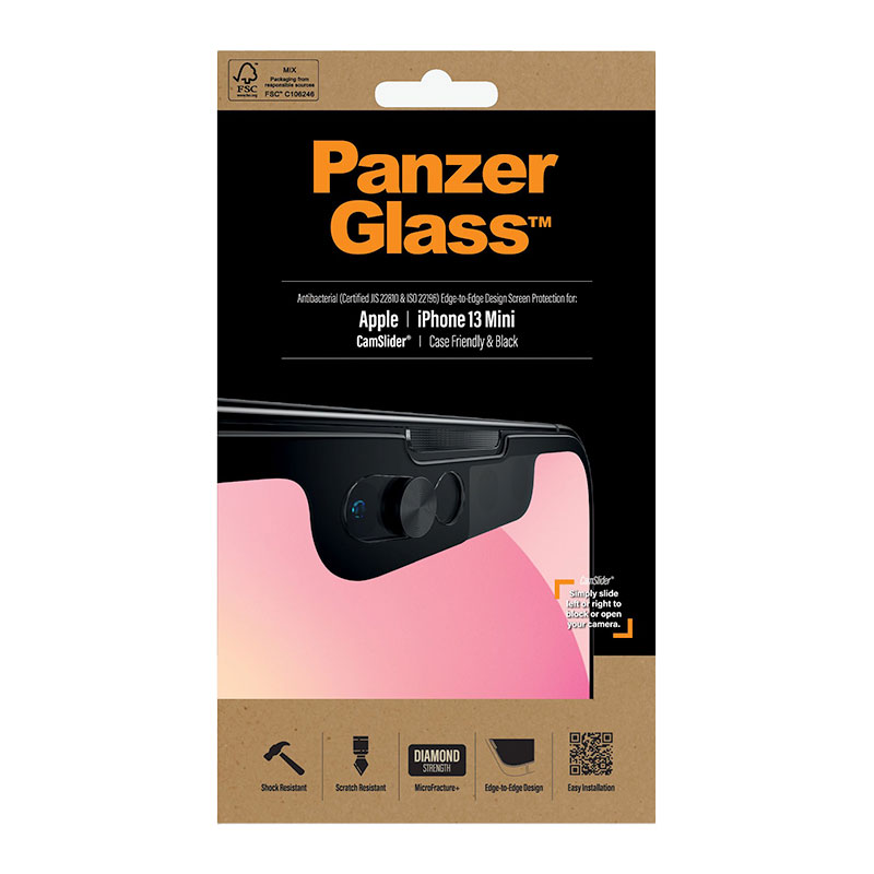 PanzerGlass ochranné sklo Camslider AB pre iPhone 13 mini - Black Frame 