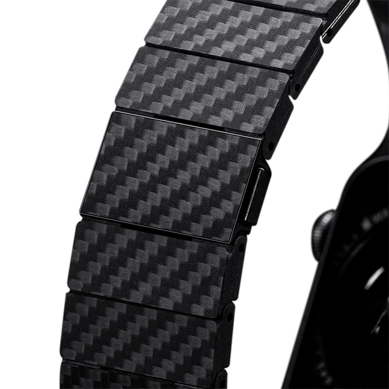Pitaka remienok Carbon Fiber Strap pre Apple Watch 42/44/45mm - Black 