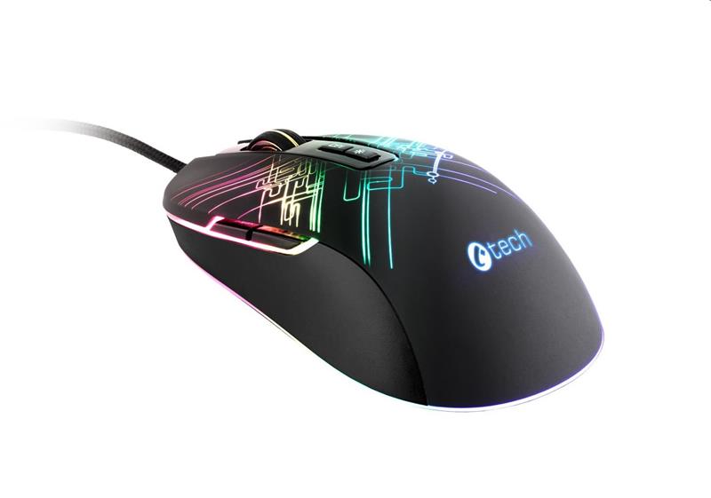 Herná myš C-TECH Dusk (GM-27L), casual gaming, 3200 DPI, RGB podsvietenie, USB 
