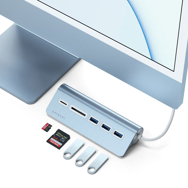 Satechi USB-C Hub & Card Reader - Blue Aluminium 
