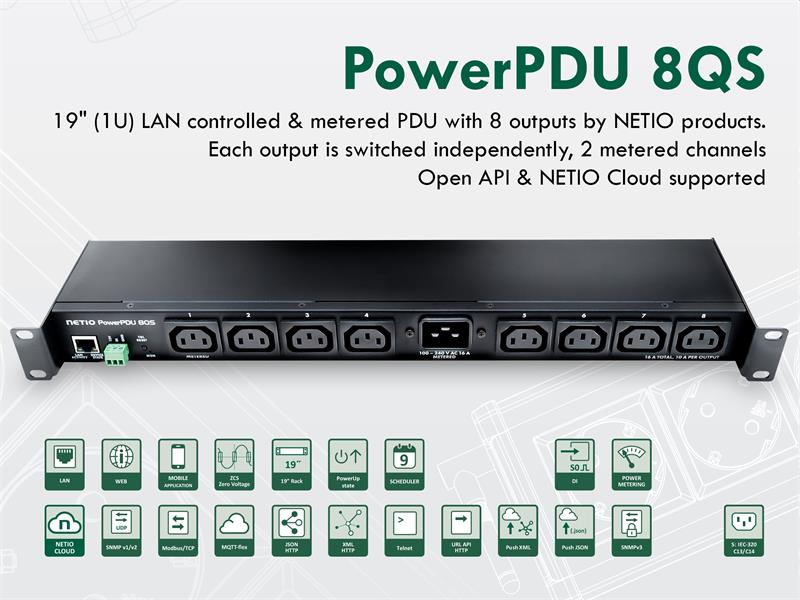 NETIO PowerPDU 8QS 1U rackmount 