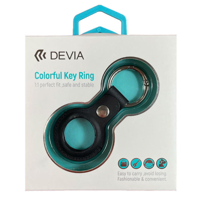 Devia puzdro Leather Key Ring pre Airtag - Black 