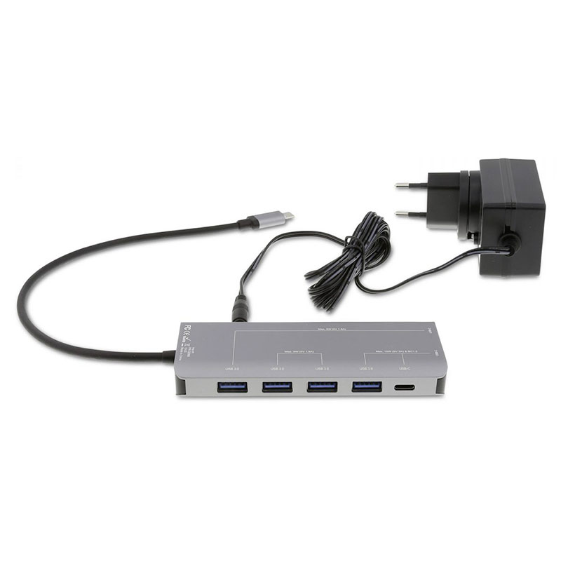 LMP USB-C 7 port hub with external power - Space Gray Aluminium 