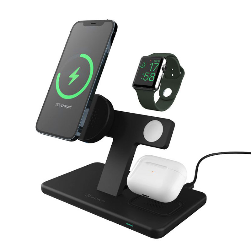 Adam Elements Omnia M3 Magnetic 3-in-1 Wireless Charging Station - Black 
