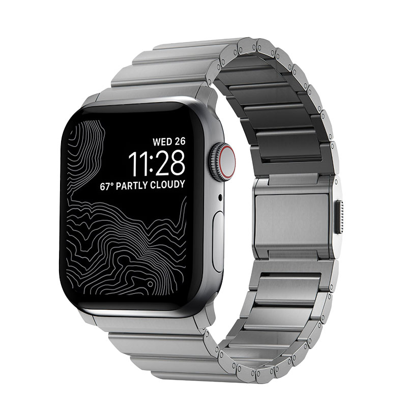 Nomad remienok pre Apple Watch 42/44/45 mm - Titanium Band/Silver Hardware 