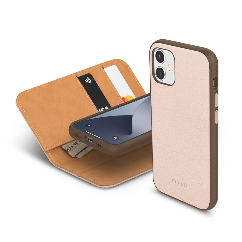 Moshi puzdro Overture with Detachable Magnetic Wallet pre iPhone 12 mini - Luna Pink 