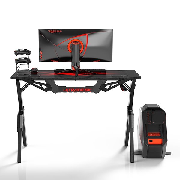 ULTRADESK Herný stôl ACTION V2, 110x59 cm, 75 cm, s XXL podložkou pod myš, držiak slúchadiel aj nápojov 