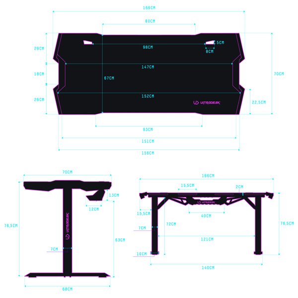 ULTRADESK Herný stôl FORCE SNOW - biely, 166x70 cm, 76.5 cm, s XXL podložkou pod myš, držiak slúchadiel aj nápojov, RGB  