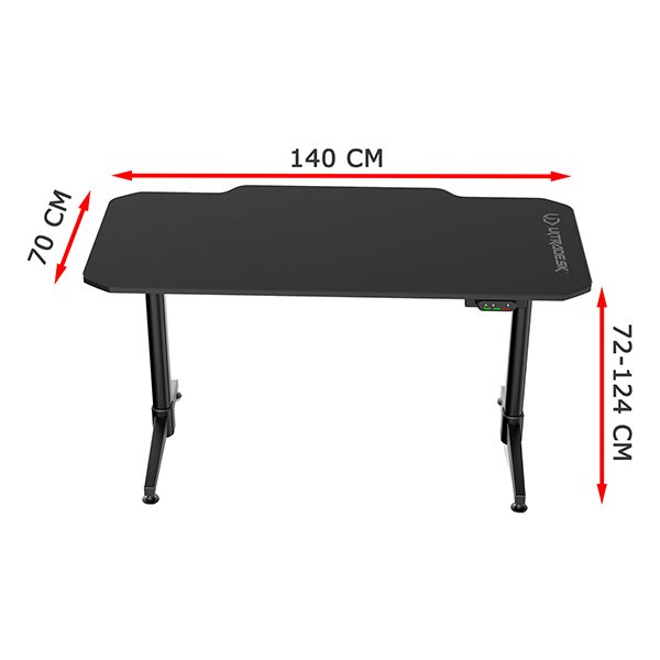 ULTRADESK Herný stôl LEVEL WHITE, 140x66cm, 72-124cm, elektricky nastaviteľná výška, s XXL podložkou pod myš 