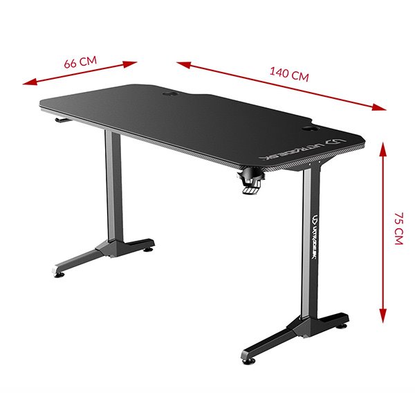 ULTRADESK Herný stôl FRAG - BLUE, 140x66 cm, 76 cm, s XXL podložkou pod myš, s ultradesk BEAM, držiak slúchadiel 