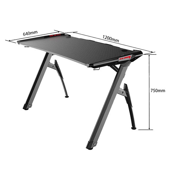 ULTRADESK Herný stôl INVADER - BLACK, 120x64 cm, 75 cm, podsvietený, s XL podložkou pod myš, držiak slúchadiel 