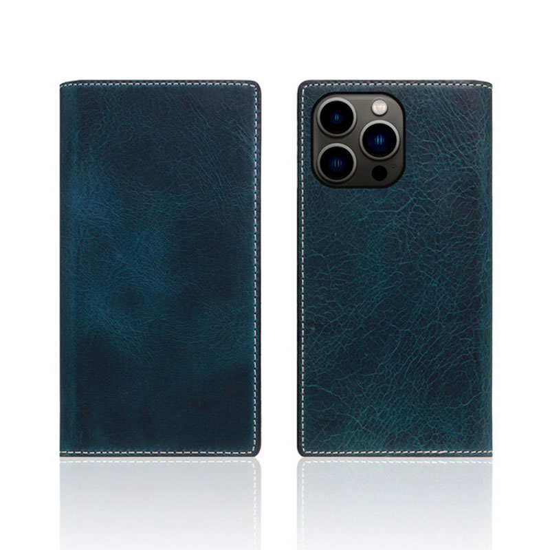 SLG Design puzdro D7 Italian Wax Leather pre iPhone 13 Pro - Blue 