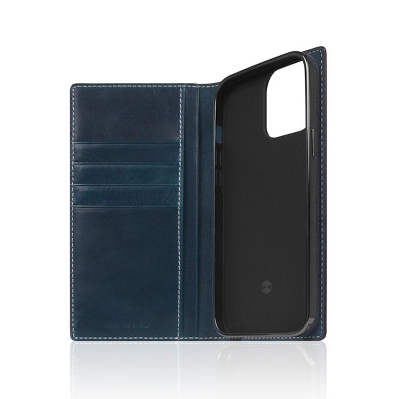 SLG Design puzdro D7 Italian Wax Leather pre iPhone 13 Pro - Blue 