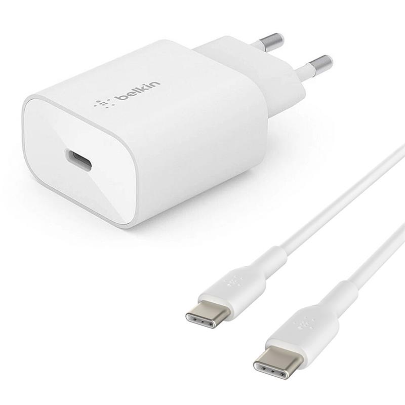 Belkin 25W PD 3.0 PPS USB-C Wall Charger + USB-C/USB-C kábel 1m - White 