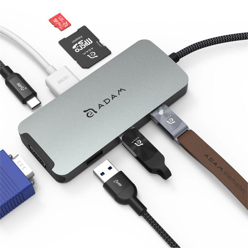 Adam Elements USB-C multiport hub CASA 8 in 1 - Grey 