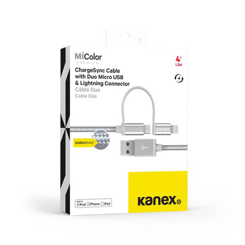 Kanex kábel Premium Lightning Cable + Micro USB Combo 1.2m - Silver 