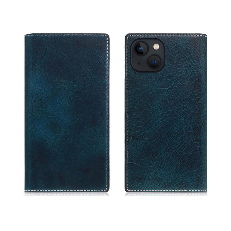 SLG Design puzdro D7 Italian Wax Leather pre iPhone 13 - Blue 