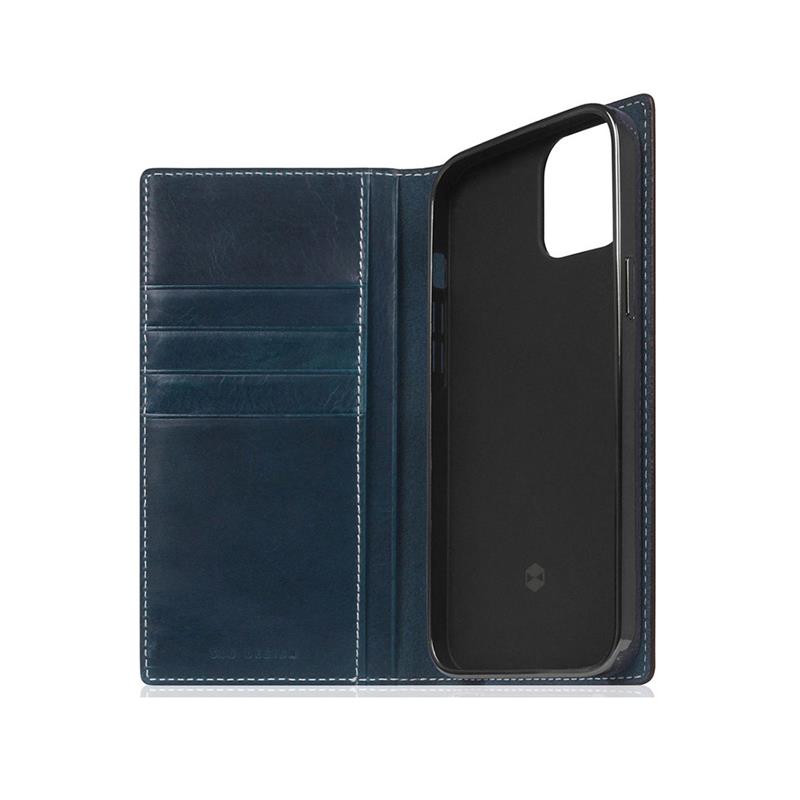SLG Design puzdro D7 Italian Wax Leather pre iPhone 13 - Blue 