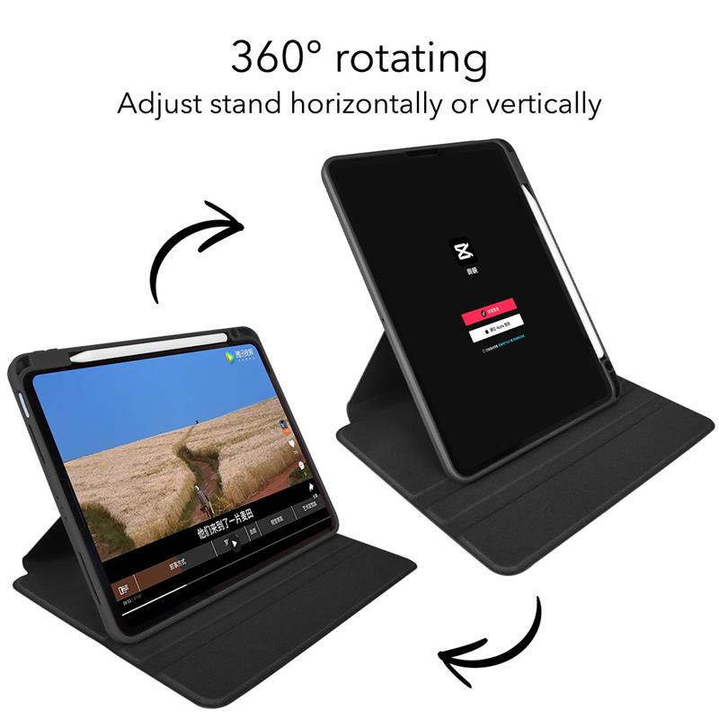 Comma puzdro Cyclone Rotation Case with Pencil Slot pre iPad Air 10.9" 2022/2020 - Black 