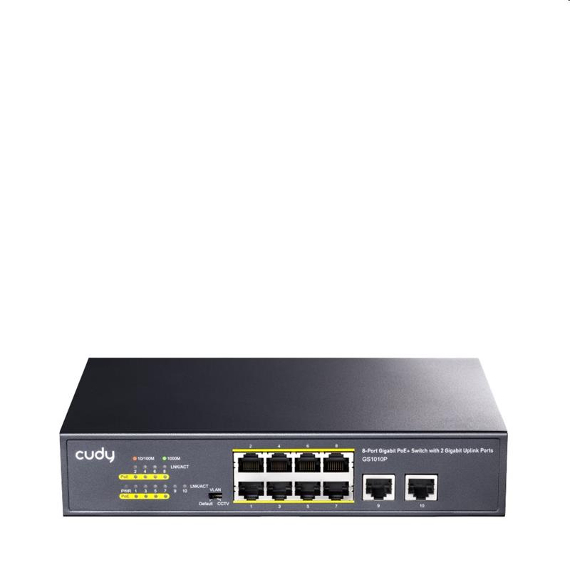 Cudy GS1010P - 8-Port Gigabit PoE+ Switch with 2 Gigabit Uplink Ports 120W                                                 