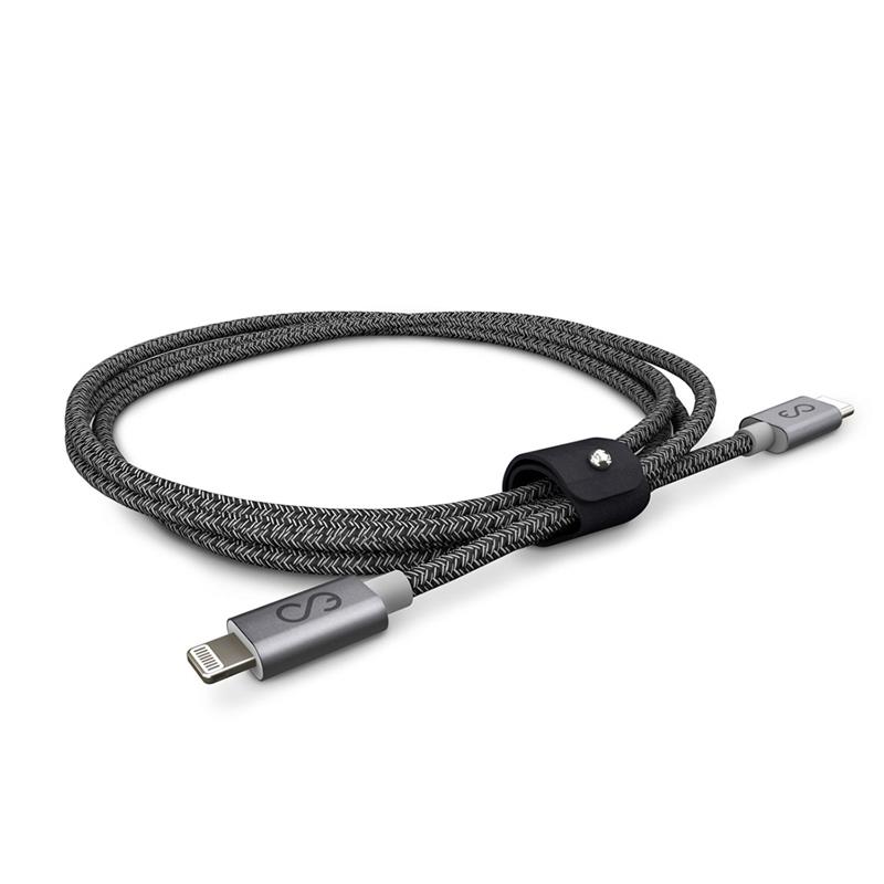 iStores by EPICO FABRIC BRAIDED CABLE USB-C to Lightning 1.2m - space grey 