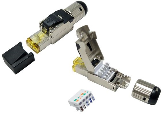 OXnet tienený konektor STP RJ45-8p8c,50µ" Au, drôt,skladaný, Cat8, 1ks 