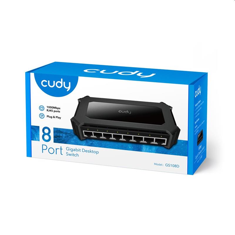 Cudy 8-Port Gigabit Switch, 8 10/100/1000M RJ45 Ports, Desktop, Power Saving, Plug & Play 
