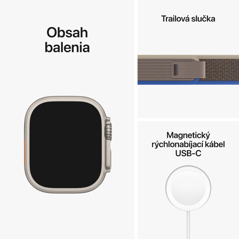 Apple Watch Ultra GPS + Cellular, 49mm titánové puzdro s modro-sivý trailovým ťahom - M/L 