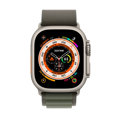 Apple Watch Ultra GPS + Cellular, 49mm titánové puzdro so zeleným alpským ťahom - Medium