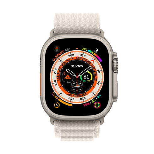 Apple Watch Ultra GPS + Cellular, 49mm titánové puzdro s hviezdne bielym alpským ťahom - Medium