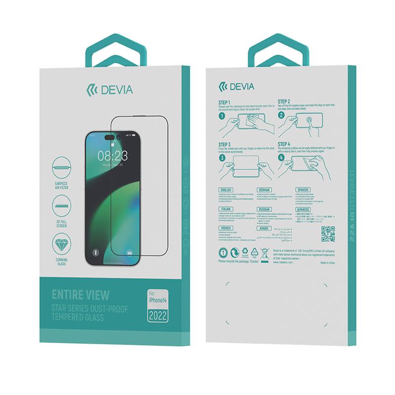 Devia ochranné sklo Star Series pre iPhone 14 Pro - Black Frame 
