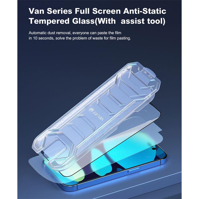 Devia ochranné sklo Van Series Anti-Static AT pre iPhone 14 Pro - Black Frame 