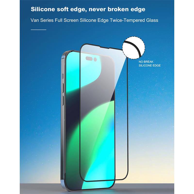 Devia ochranné sklo Van Series Silicone Edge pre iPhone 14 Pro - Black Frame 