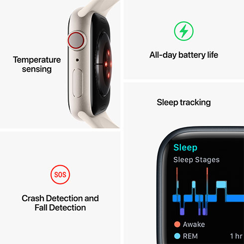 Apple Watch Series 8 GPS + Cellular 41mm Strieborné hliníkové puzdro s bielym športovým remienkom  