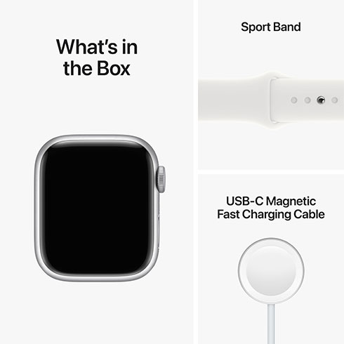 Apple Watch Series 8 GPS + Cellular 41mm Strieborné hliníkové puzdro s bielym športovým remienkom  