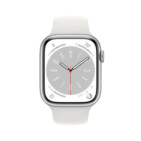 Apple Watch Series 8 GPS + Cellular 45mm Strieborné hliníkové puzdro s bielym športovým remienkom