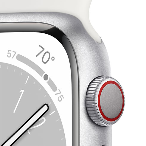 Apple Watch Series 8 GPS + Cellular 45mm Strieborné hliníkové puzdro s bielym športovým remienkom  