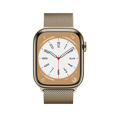 Apple Watch Series 8 GPS + Cellular 45mm Zlaté nerezové puzdro so zlatým Milánskym ťahom