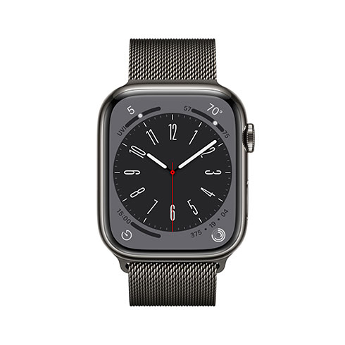 Apple Watch Series 8 GPS + Cellular 45mm Grafitové nerezové puzdro s grafitovým Milánskym ťahom