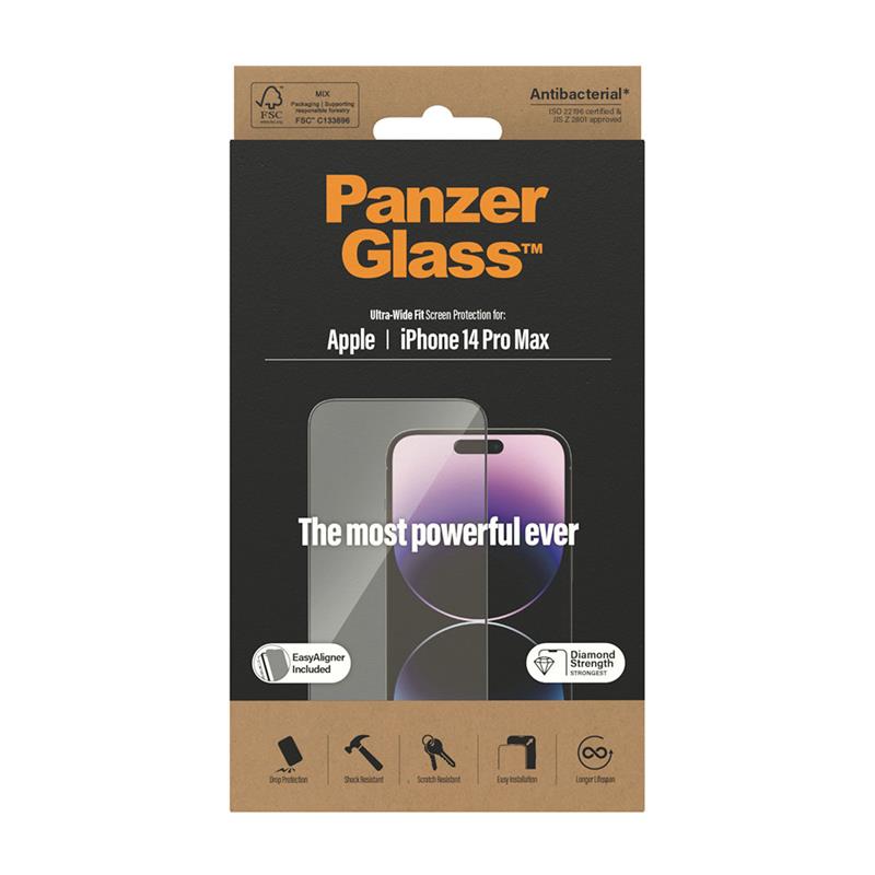 PanzerGlass ochranné sklo UWF AB s aplikátorom pre iPhone 14 Pro Max - Black Frame 