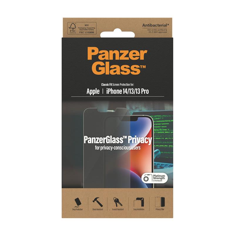 PanzerGlass ochranné sklo Classic Fit Privacy AB pre iPhone 14/13/13 Pro - Clear 