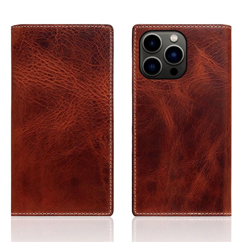 SLG Design puzdro D7 Italian Wax Leather pre iPhone 14 Pro - Brown 