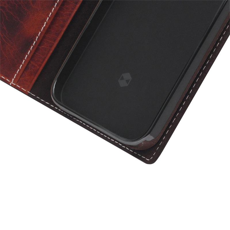 SLG Design puzdro D7 Italian Wax Leather pre iPhone 14 Pro - Brown 