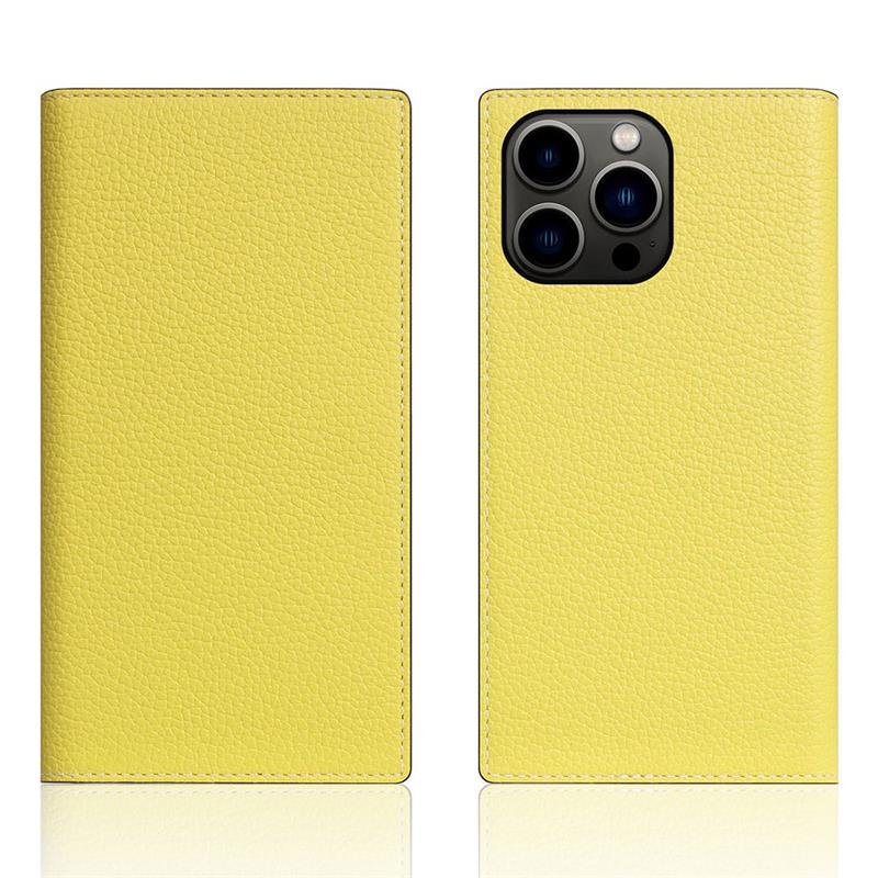 SLG Design puzdro D8 Neon Full Grain Leather Diary pre iPhone 14 Pro - Lemon 