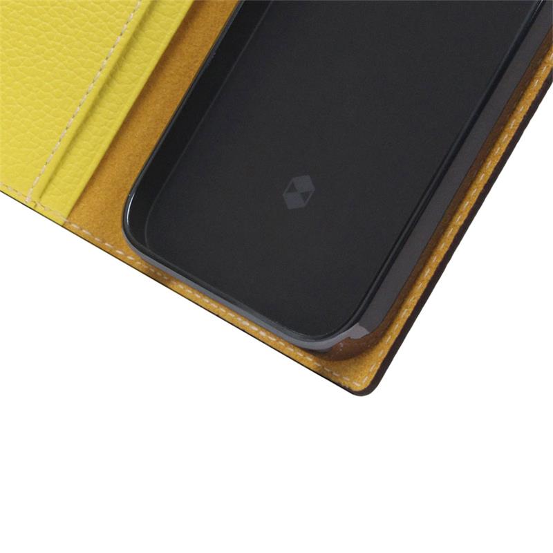 SLG Design puzdro D8 Neon Full Grain Leather Diary pre iPhone 14 Pro - Lemon 
